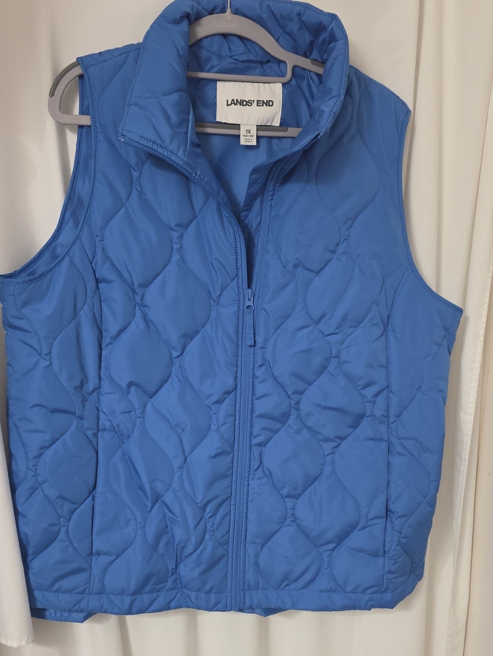 Lands' End Women's 1c Quilted Light Blue Zip Vest